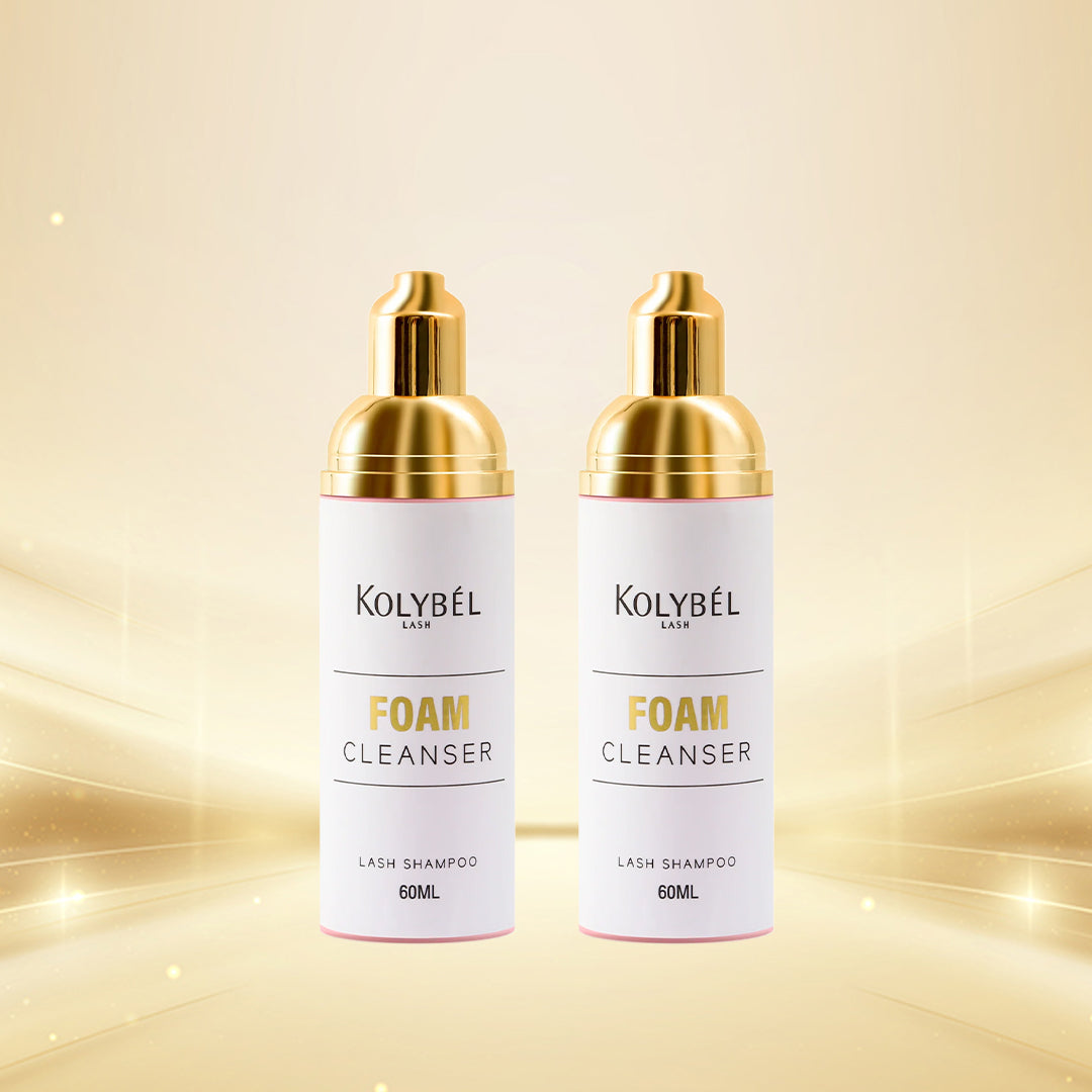 KOLYBEL Foam Cleanser collection features gentle lash foaming shampoos available in 30ml, 60ml and 100ml sizes, alongside concentrated refill packs.