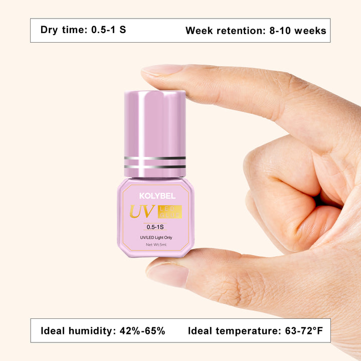 KOLYBEL LASH 【UV/LED LIGHT ONLY】0.5-1 Second UV/LED Lash Adhesive Eyelash Extension Glue (5ml) BLACK PURPLR CLEAR uv GLUE
