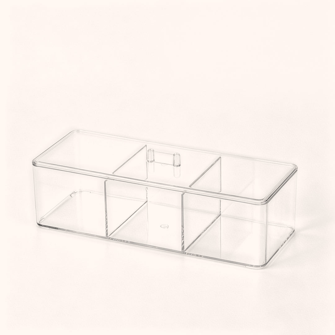 KOLYBEL 3‑Compartment Acrylic Lash Storage Box with Lid, Organizer for Lash Extensions & Salon Tools