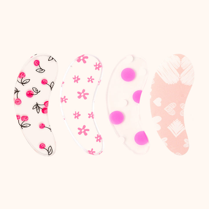 KOLYBEL-Reusable clear silicone eye pads for professional lash lift & eyelash extensions. 4 print options, washable and cost-effective for lash salons.
