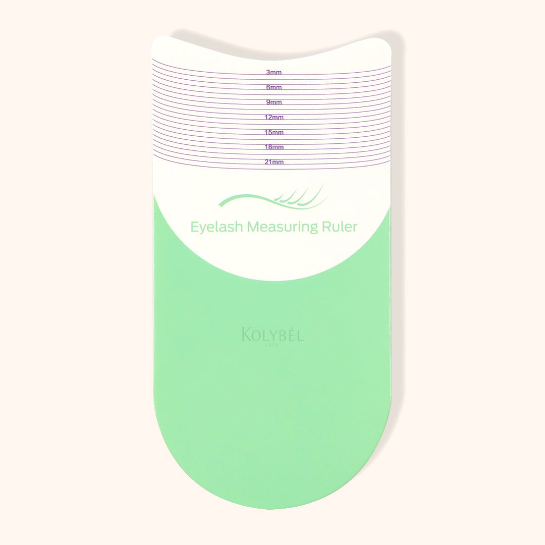Professional reusable lash measuring ruler for lash artists. Precisely measures natural lashes before appointments to protect client lash health.
