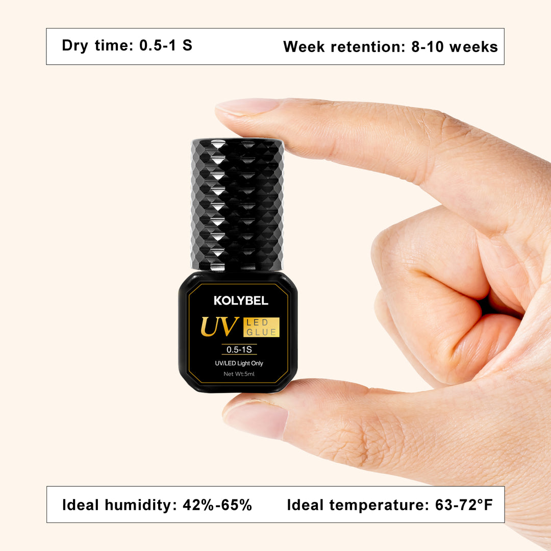 KOLYBEL LASH 【UV/LED LIGHT ONLY】0.5-1 Second UV/LED Lash Adhesive Eyelash Extension Glue (5ml) BLACK PURPLR CLEAR uv GLUE