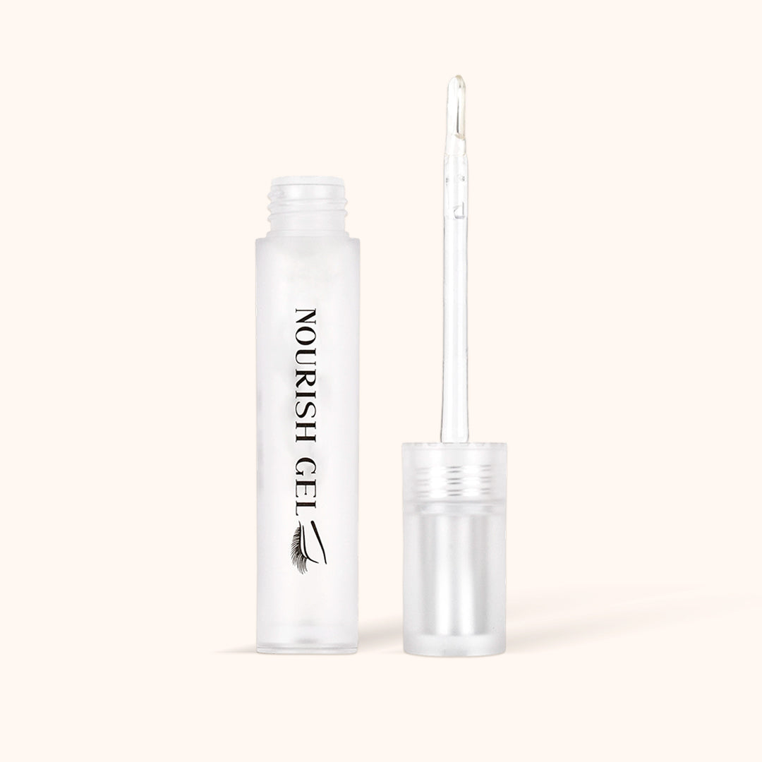 KOLYBEL-Korean Lash Lift Nourish Gel with precision brush. Infuses nutrients to repair lashes, locks in curl, ideal post-lift aftercare for soft shiny lashes.
