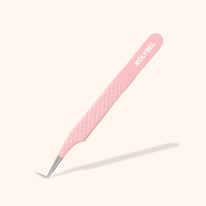 KL-02 Light Pink Fiber Tweezers For Eyelash Extension