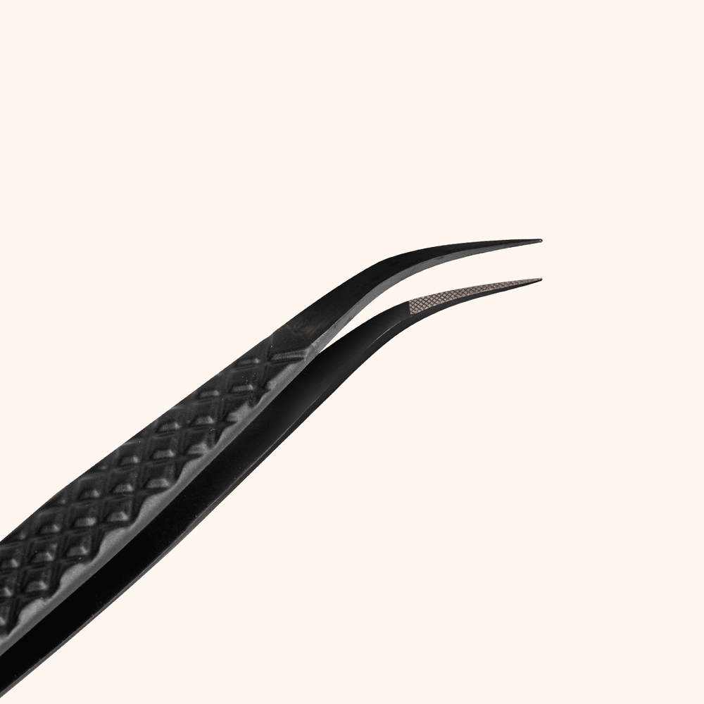 KB-06 Black Fiber Tweezers For Eyelash Extension