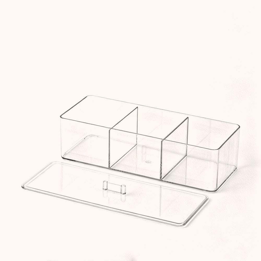 KOLYBEL 3‑Compartment Acrylic Lash Storage Box with Lid, Organizer for Lash Extensions & Salon Tools