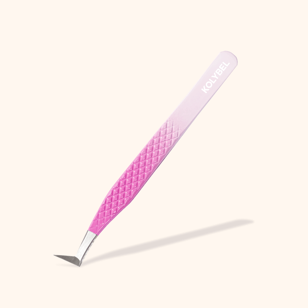 kolybel KP-07 Ombre Pink-White Tweezers For Eyelash Extension