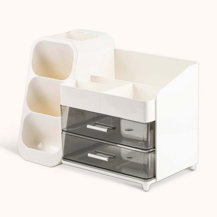 KOLYBEL Eyelash Extension Storage Box, professional workstation organizer for lash technicians & salons. Multi zoned compartments + 2 translucent drawers, durable waterproof plastic, neatly store lash tweezers, glue and trays. Space-saving, easy to clean, minimalist salon desktop storage for beauty tools.