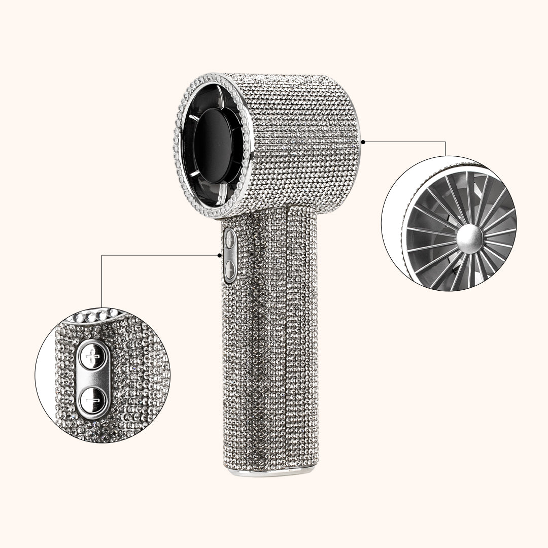 KOLYBEL-Professional high-speed lash fan for eyelash extensions. Luxury rhinestone design, USB-C rechargeable brushless motor, fast drying for lash glue