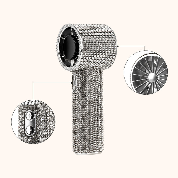 KOLYBEL-Professional high-speed lash fan for eyelash extensions. Luxury rhinestone design, USB-C rechargeable brushless motor, fast drying for lash glue
