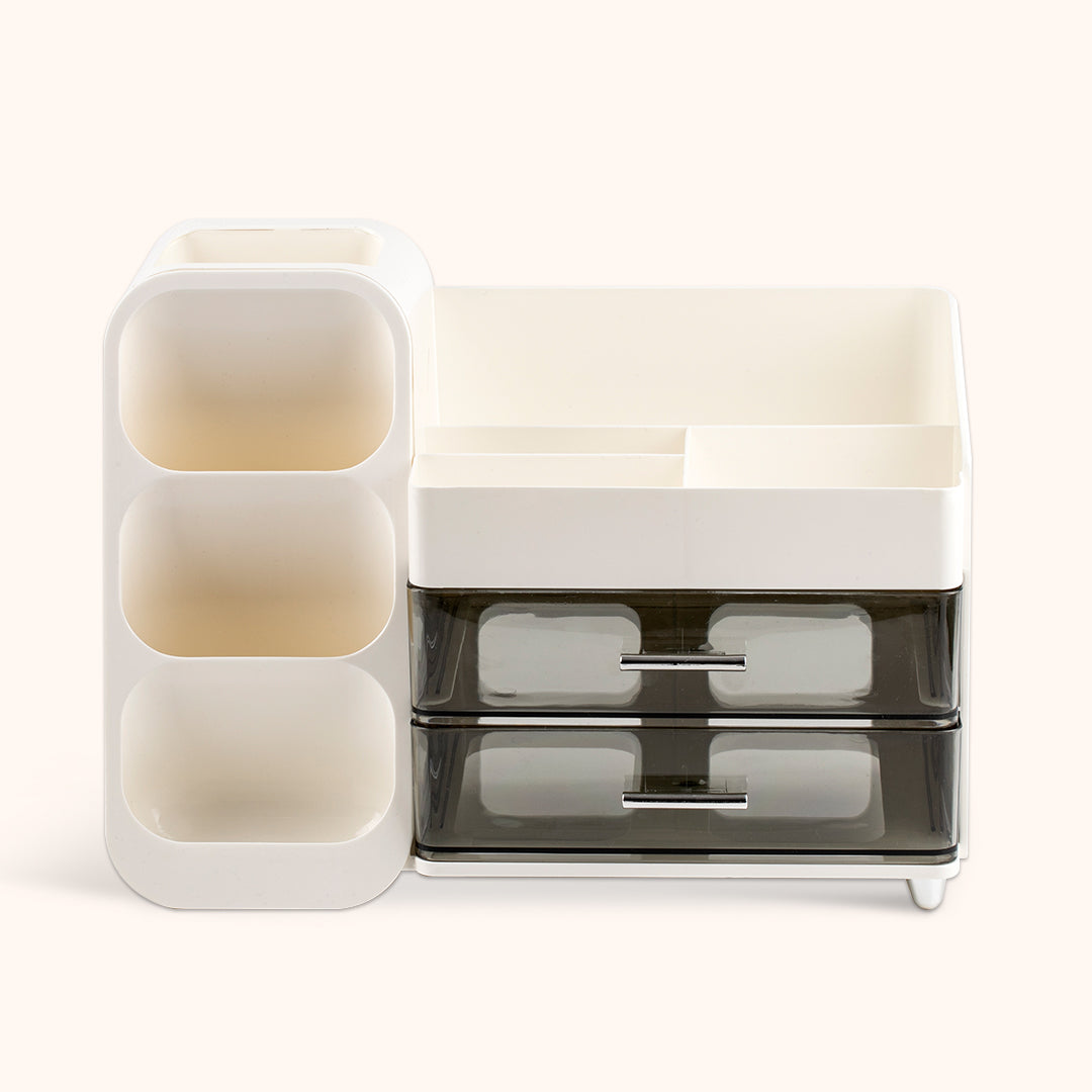 KOLYBEL Eyelash Extension Storage Box, professional workstation organizer for lash technicians & salons. Multi zoned compartments + 2 translucent drawers, durable waterproof plastic, neatly store lash tweezers, glue and trays. Space-saving, easy to clean, minimalist salon desktop storage for beauty tools.