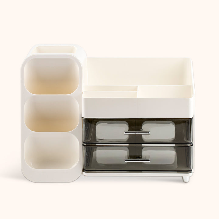 KOLYBEL Eyelash Extension Storage Box, professional workstation organizer for lash technicians & salons. Multi zoned compartments + 2 translucent drawers, durable waterproof plastic, neatly store lash tweezers, glue and trays. Space-saving, easy to clean, minimalist salon desktop storage for beauty tools.