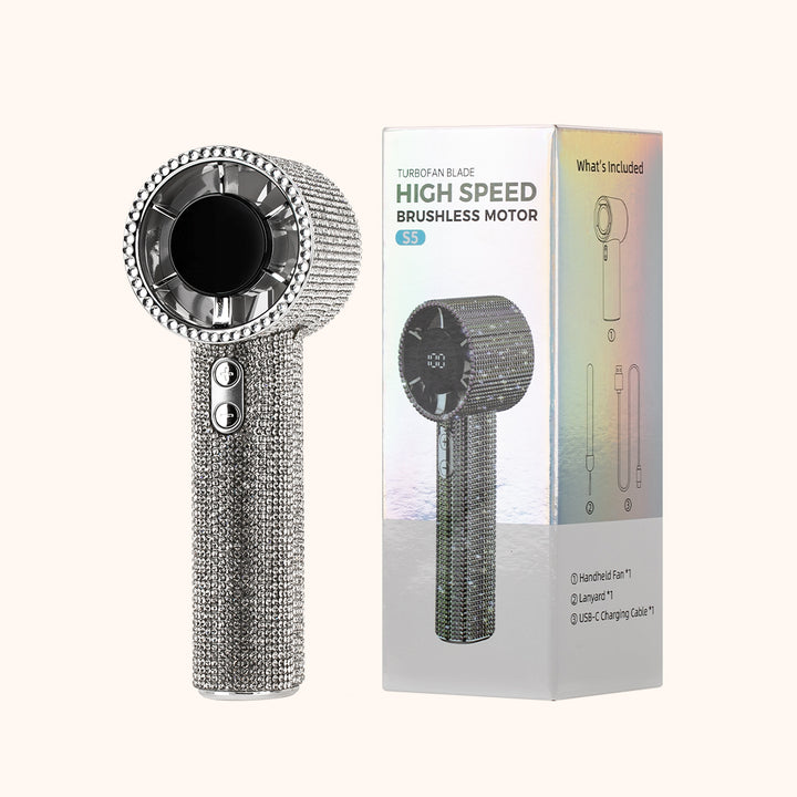 KOLYBEL-Professional high-speed lash fan for eyelash extensions. Luxury rhinestone design, USB-C rechargeable brushless motor, fast drying for lash glue