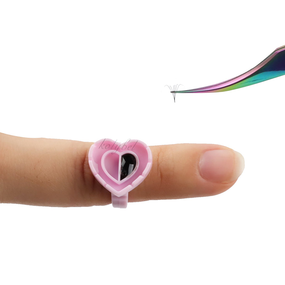 Heart-shaped Disposable Glue Finger Ring Cup-kolybel lash